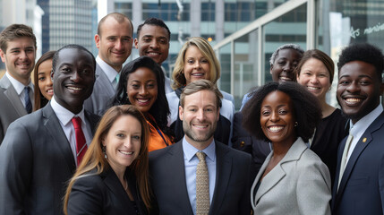 Fototapeta premium A group of diverse business professionals attending an international leadership program, focusing on leadership development for emerging global markets.