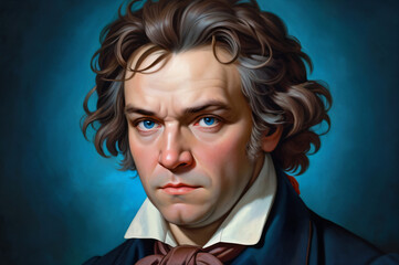 Beethoven’s portrait captures his musical genius.