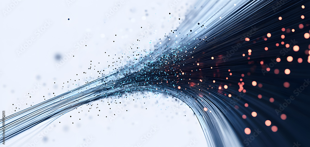 Poster wireless data transmission, high speed internet. information flow in abstract cyberspace. neural net