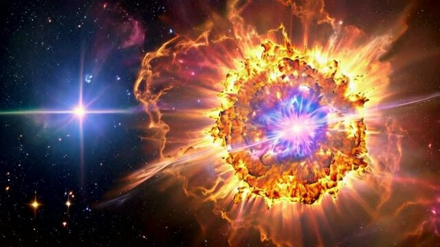 A vibrant cosmic explosion illustrating a supernova in space, showcasing stellar phenomena.