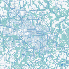 Map of Dothan in Alabama in a professional blue style. Contains layered vector with roads water, parks, etc.