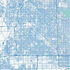 Map of Glendale in Arizona in a professional blue style. Contains layered vector with roads water, parks, etc.