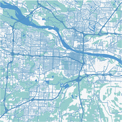 Map of Little Rock in Arkansas in a professional blue style. Contains layered vector with roads water, parks, etc.