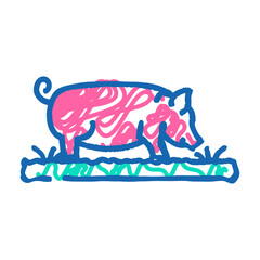 pig field animal doodle icon sketch vector. pig field animal sign. isolated symbol illustration