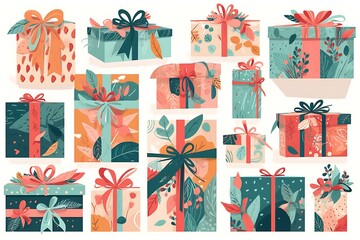 Beautiful Christmas gifts and decorations on table against lights, closeup
