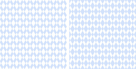 Set of Seamless Geometric Light Blue Diamonds Patterns. 