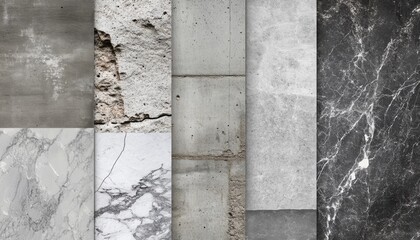 A collection of six different textures of concrete and marble.