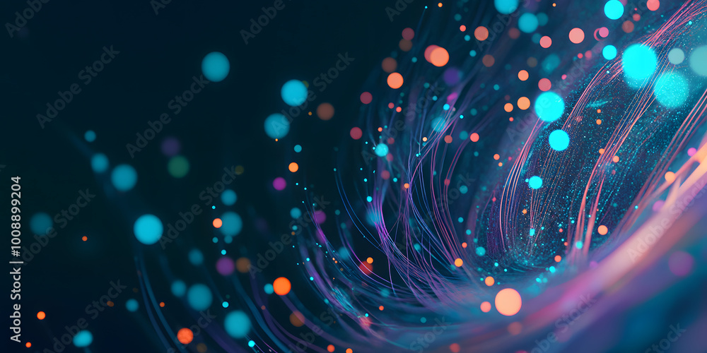 Poster big data concept. digital neural network. introduction of artificial intelligence. cyberspace of fut