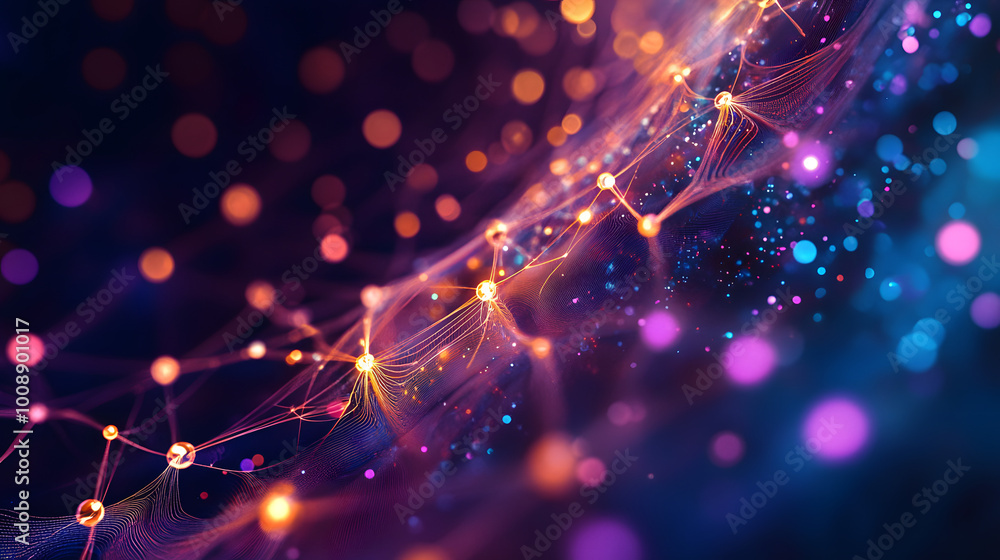 Poster big data concept. digital neural network. introduction of artificial intelligence. cyberspace of fut
