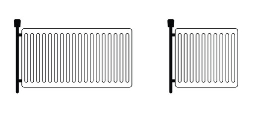 House heating radiator. Hot heater. Smart consumption, energy concept. Home gas or electric heater. Temperature, warm comfort. heater and cooling symbol. Radiation control.