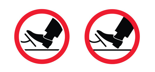 Stop do not gas pedal or brake pedal. Break with foot icon. Cartoon Foot push clutch. Foot pressing the brake and clutch pedal. Foot steps or footprint sign. foot pushing the pedal gas.