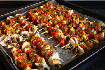 Fresh and delicious chicken skewers