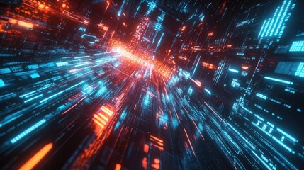 Dynamic digital connections with vibrant technology elements in a futuristic setting