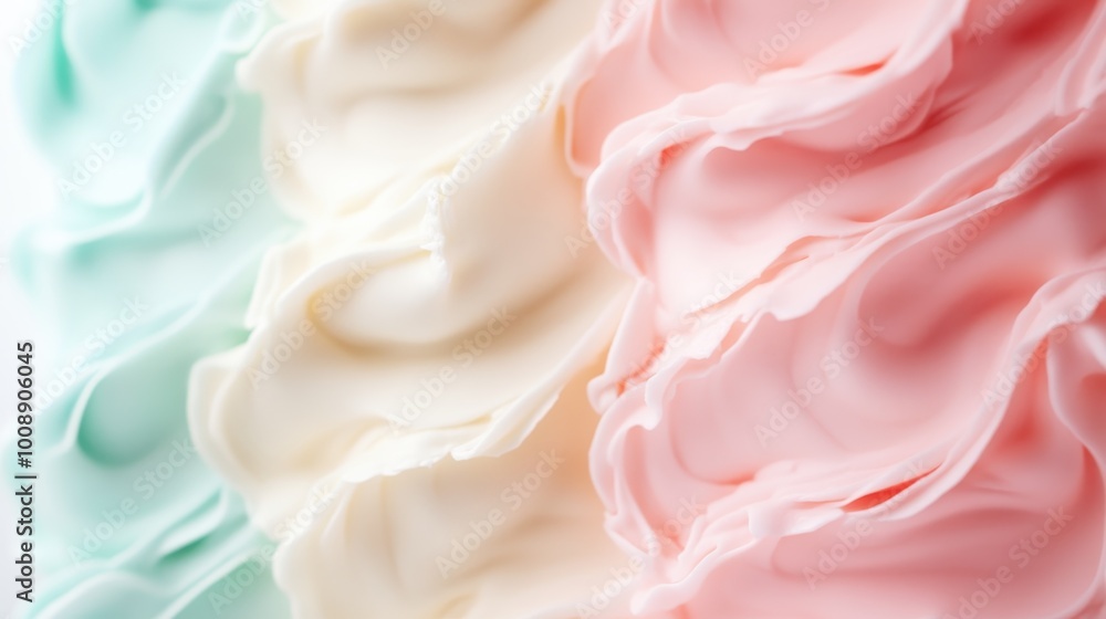Poster Abstract pastel pattern features soft waves blending into each other, creating a calming and soothing visual texture that resembles gentle waves or fabric.