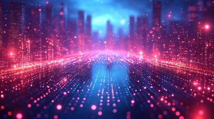 Obraz premium Digital Cityscape with Glowing Lights