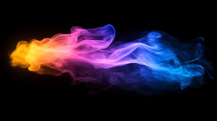 Abstract colorful smoke swirling in the dark.