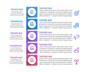 Business infographic template with 5 options, steps, process chart. Can be used for workflow layout, diagram, annual report, web design
