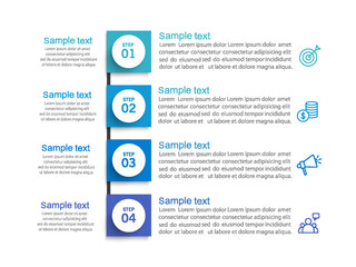 Business infographic design template with 4 options, steps or processes. Can be used for workflow layout, diagram, annual report, web design