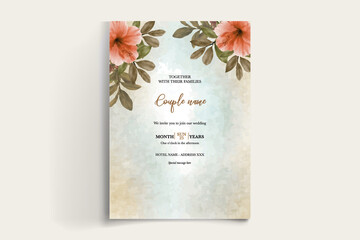 WEDDING INVITATION FRAME WITH FLOWER DECORATIONS WITH FRESH LEAVES