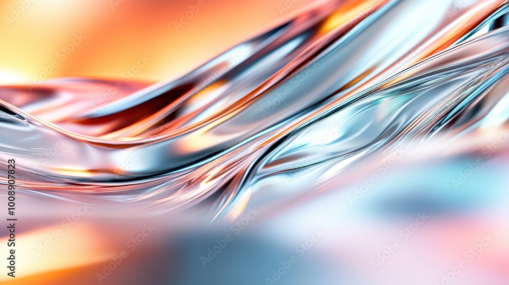 Poster abstract image showcasing fluid-like motion and vibrant, flowing colors blending in a soft and mesme