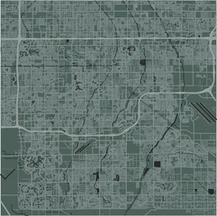 Map of Chandler-Gilbert in Arizona in a smooth dark style. Contains layered vector with roads water, parks, etc.