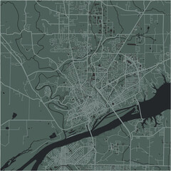 Map of Florence in Alabama in a smooth dark style. Contains layered vector with roads water, parks, etc.