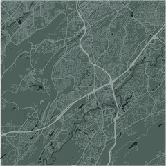 Map of Hoover in Alabama in a smooth dark style. Contains layered vector with roads water, parks, etc.