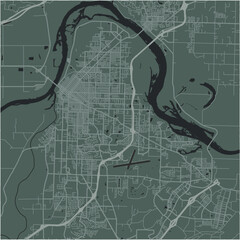 Map of Fort Smith in Arkansas in a smooth dark style. Contains layered vector with roads water, parks, etc.