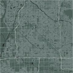 Map of Glendale in Arizona in a smooth dark style. Contains layered vector with roads water, parks, etc.