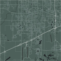 Obraz premium Map of Madison in Alabama in a smooth dark style. Contains layered vector with roads water, parks, etc.