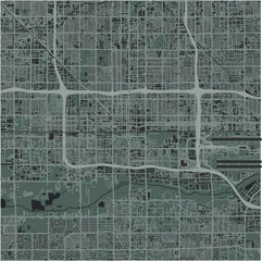 Map of Phoenix Centre in Arizona in a smooth dark style. Contains layered vector with roads water, parks, etc.