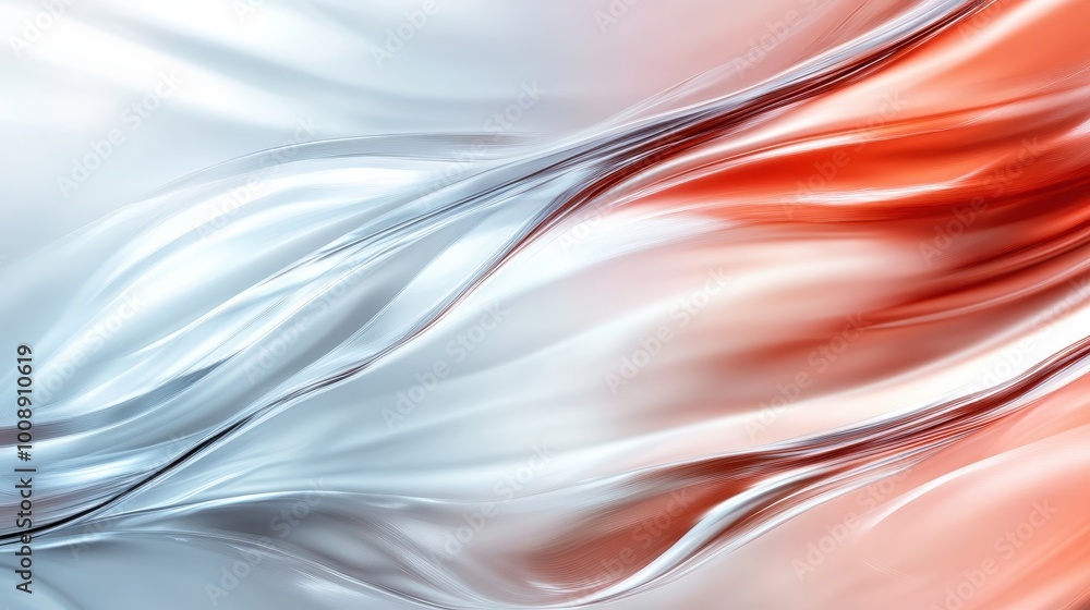 Poster a mesmerizing abstract image depicts swirling silver and red waves, flowing gracefully with a sense 