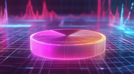 Colorful 3D Pie Chart with Futuristic Background