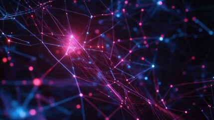 Fototapeta premium Futuristic abstract technology connections with bright neon highlights and dark space