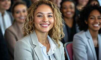 Smiling Woman at a Business Conference