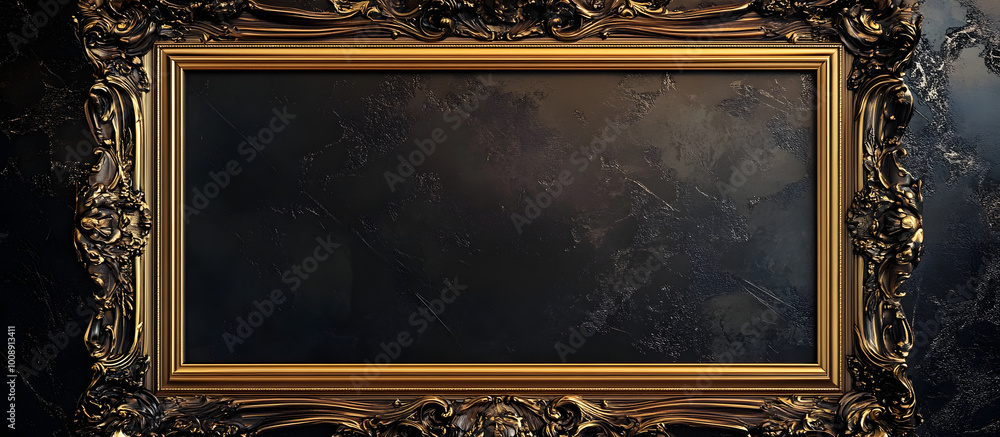 Poster vintage style blank design in a mockup of a gold picture frame with editable features providing a hi