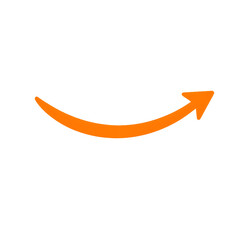 Long curved orange arrow pointing right, isolated on transparent background, Generative AI