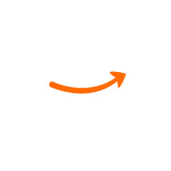Curved orange arrow pointing right, isolated on transparent background, Generative AI