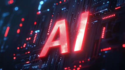 Creative logo design with "AI" prominently displayed, enhanced by modern typography and a tech-themed background