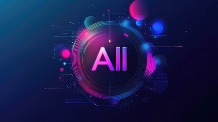 Creative logo showcasing "AI" with a clean, modern font, surrounded by digital elements and a tech-inspired gradient