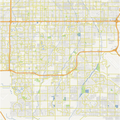 Map of Chandler-Gilbert in Arizona in a normal road map style. Contains layered vector with roads water, parks, etc.