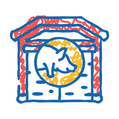pig farm doodle icon sketch vector. pig farm sign. isolated symbol illustration