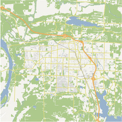 Map of Conway in Arkansas in a normal road map style. Contains layered vector with roads water, parks, etc.