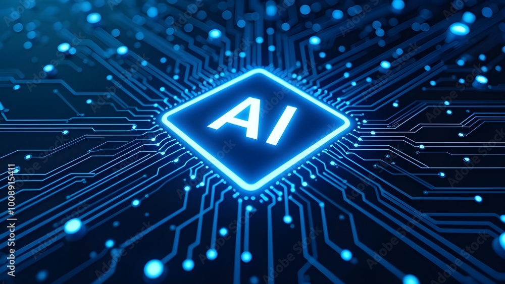 Poster artificial intelligence concept with digital circuit board