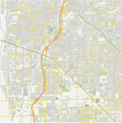 Map of Peoria in Arizona in a normal road map style. Contains layered vector with roads water, parks, etc.