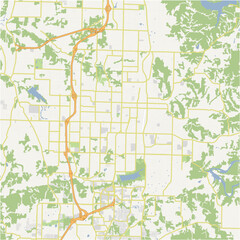 Fototapeta premium Map of Springdale in Arkansas in a normal road map style. Contains layered vector with roads water, parks, etc.