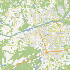 Map of Tuscaloosa in Alabama in a normal road map style. Contains layered vector with roads water, parks, etc.