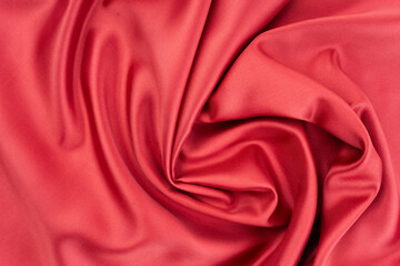 Obraz premium Closeup of ripples in red silk fabric