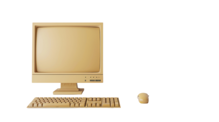 Vintage computer on white background