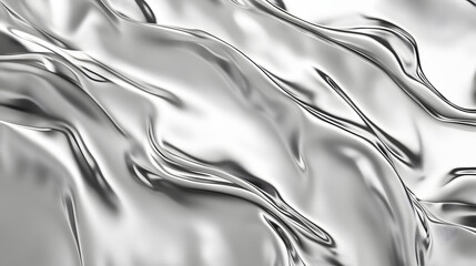 Metallic silver wave background, shiny luxury silk texture, smooth satin pattern
